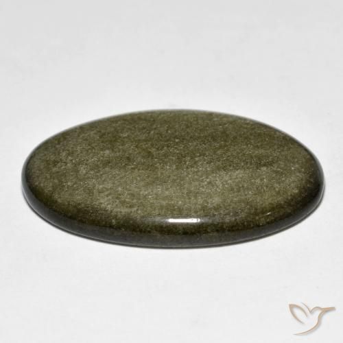 Obsidiana Negro con brillo dorado natural de 23.93 ct, Ovalada, Opaco