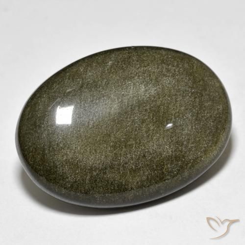 Obsidiana Negro con brillo dorado natural de 23.91 ct, Ovalada, Opaco