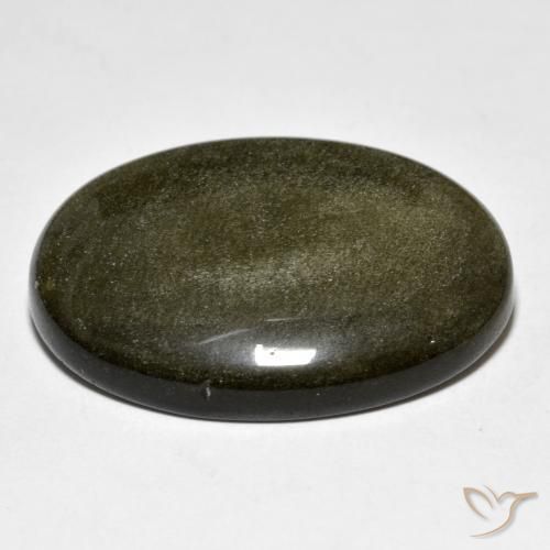 Obsidiana Negro con brillo dorado natural de 23.91 ct, Ovalada, Opaco