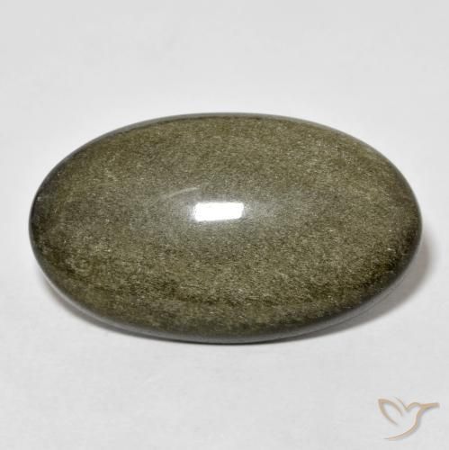 Obsidiana Negro con brillo dorado natural de 18.46 ct, Ovalada, Opaco