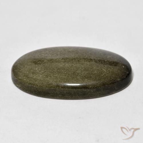Obsidiana Negro con brillo dorado natural de 18.46 ct, Ovalada, Opaco