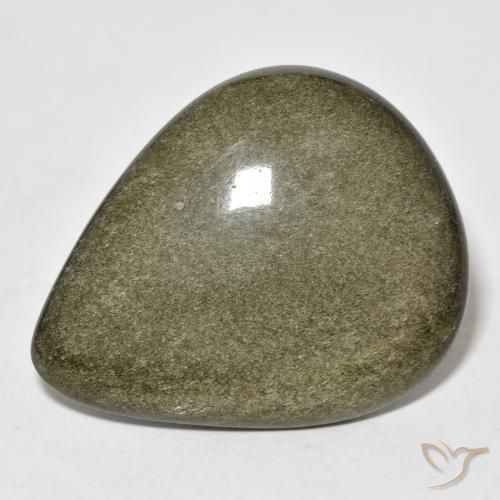 Obsidiana Negro con brillo dorado natural de 22.83 ct, En forma de pera, Opaco