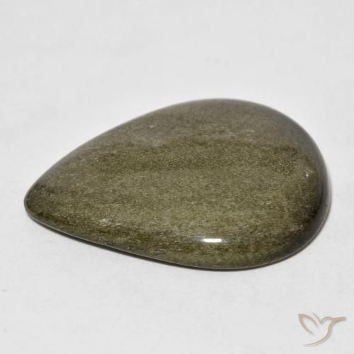 Obsidiana Negro con brillo dorado natural de 22.83 ct, En forma de pera, Opaco