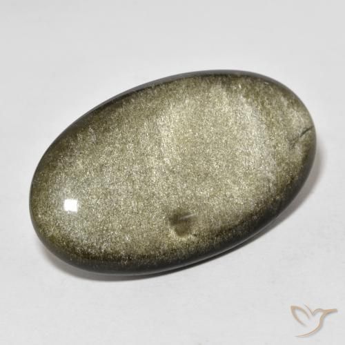 Obsidiana Negro con brillo dorado natural de 20.73 ct, Ovalada, Opaco