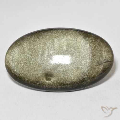 Obsidiana Negro con brillo dorado natural de 20.73 ct, Ovalada, Opaco