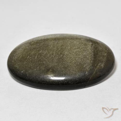 Obsidiana Negro con brillo dorado natural de 20.73 ct, Ovalada, Opaco