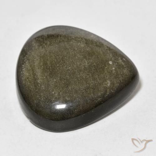 Obsidiana Negro con brillo dorado natural de 26.99 ct, En forma de pera, Opaco