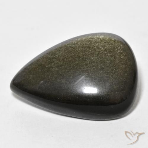 Obsidiana Marrón negro natural de 18.65 ct, En forma de pera, Opaco