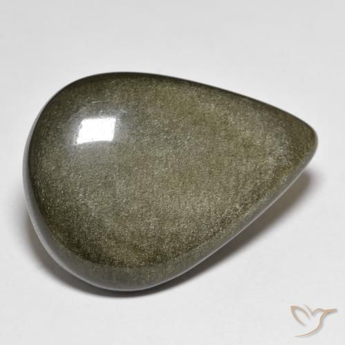 Obsidiana Negro con brillo dorado natural de 28.97 ct, En forma de pera, Opaco