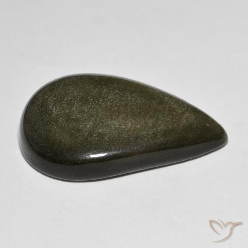 Obsidiana Negro con brillo dorado natural de 28.97 ct, En forma de pera, Opaco