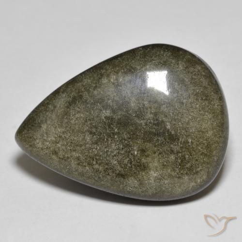 27.67ct Natural Negro con brillo dorado Obsidiana, En forma de pera, Opaco