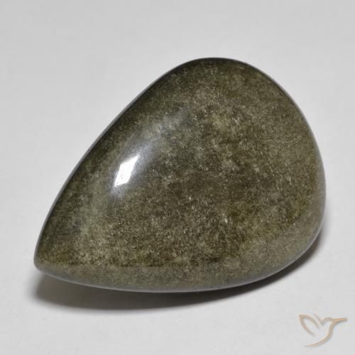 Obsidiana Negro con brillo dorado natural de 27.67 ct, En forma de pera, Opaco