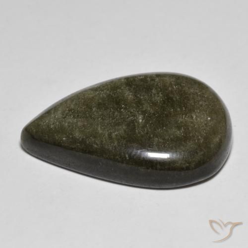 Obsidiana Negro con brillo dorado natural de 27.67 ct, En forma de pera, Opaco