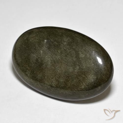 Obsidiana Negro con brillo dorado natural de 31.53 ct, Ovalada, Opaco