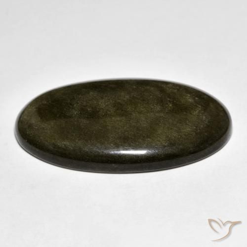 Obsidiana Negro con brillo dorado natural de 31.53 ct, Ovalada, Opaco