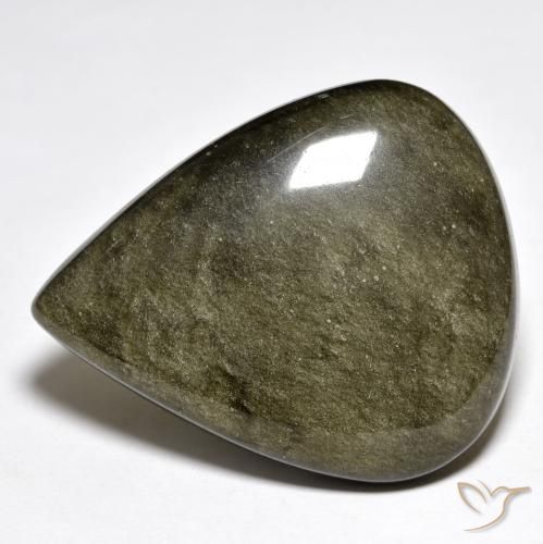 42.04ct Natural Marrón negro Obsidiana, En forma de pera, Opaco