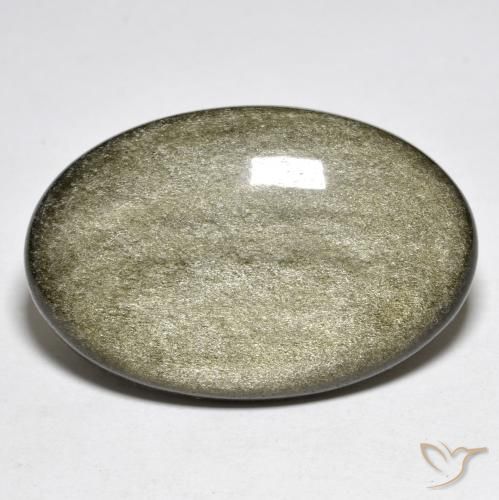 Obsidiana Negro con brillo dorado natural de 30.38 ct, Ovalada, Opaco