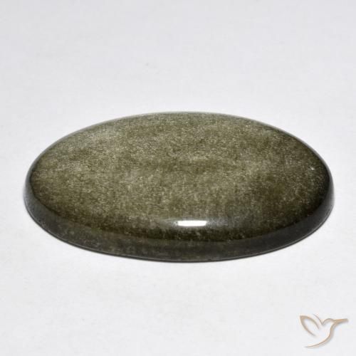 Obsidiana Negro con brillo dorado natural de 30.38 ct, Ovalada, Opaco