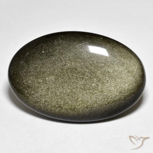 Obsidiana Negro con brillo dorado natural de 30.47 ct, Ovalada, Opaco