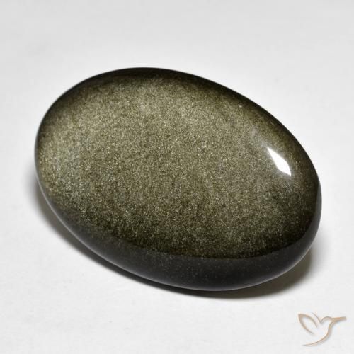 Obsidiana Negro con brillo dorado natural de 30.47 ct, Ovalada, Opaco