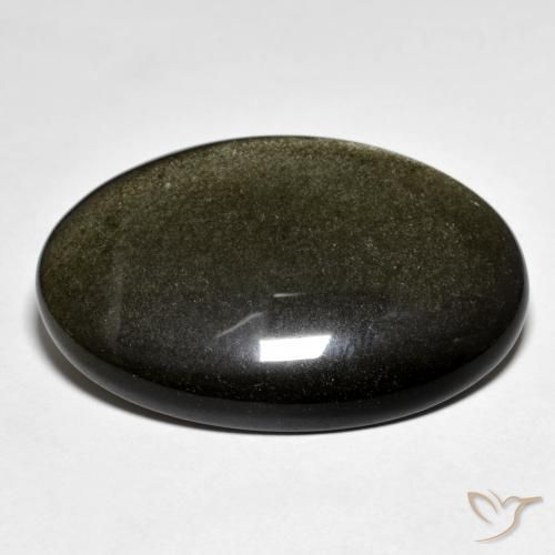 Obsidiana Negro con brillo dorado natural de 30.47 ct, Ovalada, Opaco