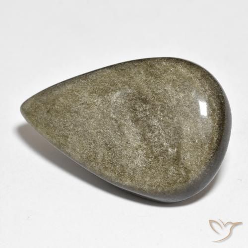38.92ct Natural Marrón negro Obsidiana, En forma de pera, Opaco