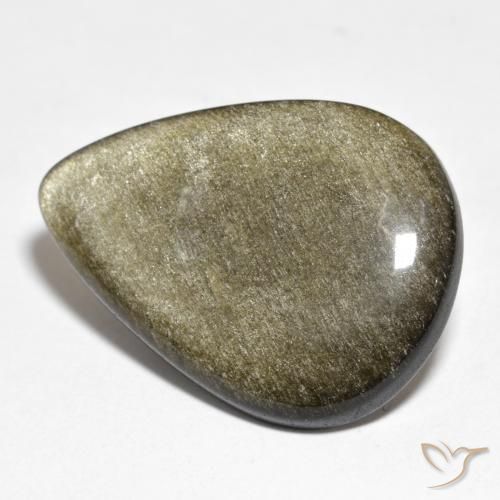 Obsidiana Negro con brillo dorado natural de 19.79 ct, En forma de pera, Opaco