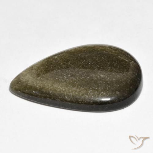 Obsidiana Negro con brillo dorado natural de 19.79 ct, En forma de pera, Opaco