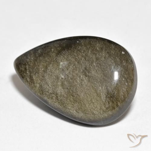 22.95ct Natural Negro con brillo dorado Obsidiana, En forma de pera, Opaco