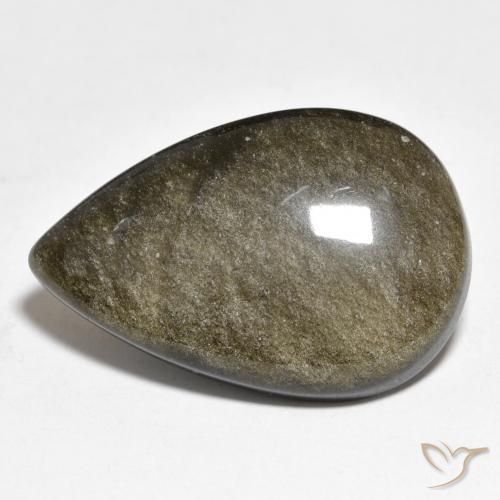 Obsidiana Negro con brillo dorado natural de 22.95 ct, En forma de pera, Opaco