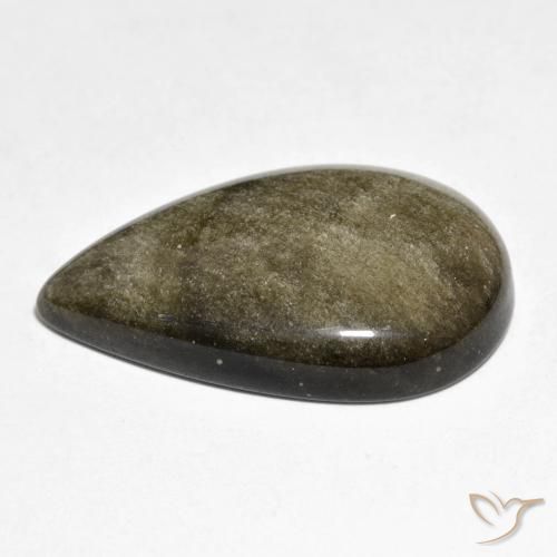Obsidiana Negro con brillo dorado natural de 22.95 ct, En forma de pera, Opaco