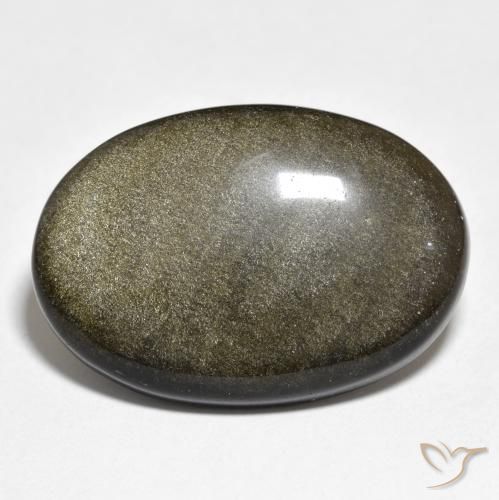 25.40ct Natural Negro con brillo dorado Obsidiana, Ovalada, Opaco