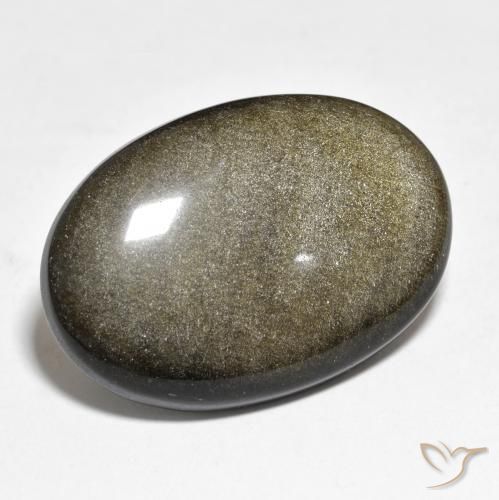 Obsidiana Negro con brillo dorado natural de 25.40 ct, Ovalada, Opaco