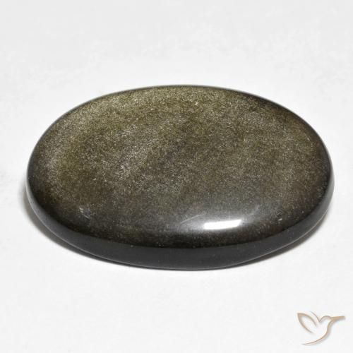 Obsidiana Negro con brillo dorado natural de 25.40 ct, Ovalada, Opaco
