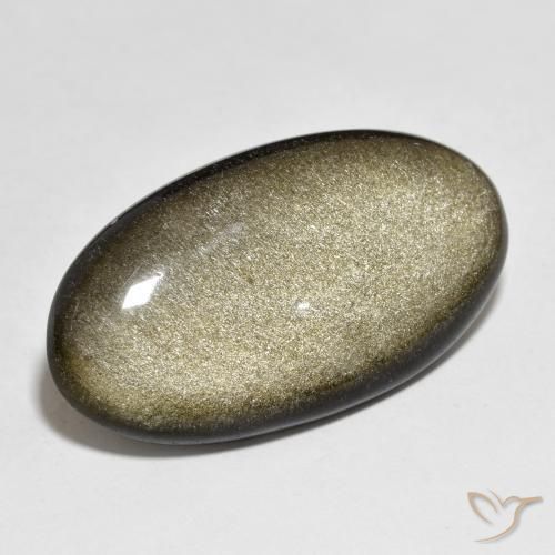 Obsidiana Negro con brillo dorado natural de 21.84 ct, Ovalada, Opaco