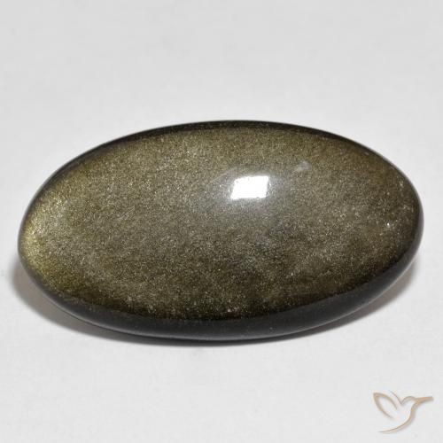 Obsidiana Negro con brillo dorado natural de 21.84 ct, Ovalada, Opaco