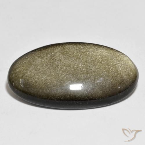 Obsidiana Negro con brillo dorado natural de 21.84 ct, Ovalada, Opaco