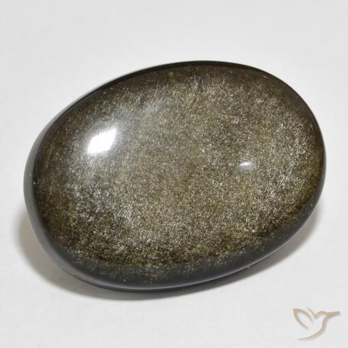 22.54ct Natural Negro con brillo dorado Obsidiana, Ovalada, Opaco