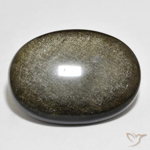 Obsidiana Negro con brillo dorado natural de 22.54 ct, Ovalada, Opaco