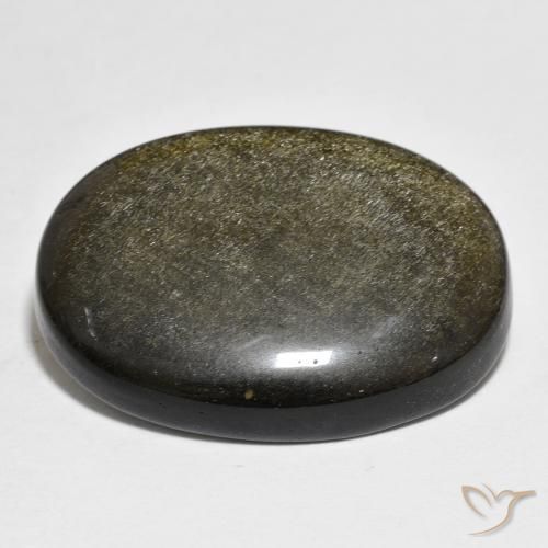 Obsidiana Negro con brillo dorado natural de 22.54 ct, Ovalada, Opaco