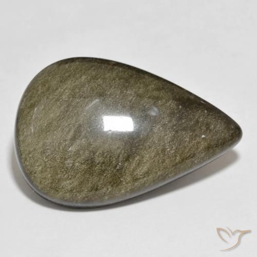 Obsidiana Negro con brillo dorado natural de 29.01 ct, En forma de pera, Opaco