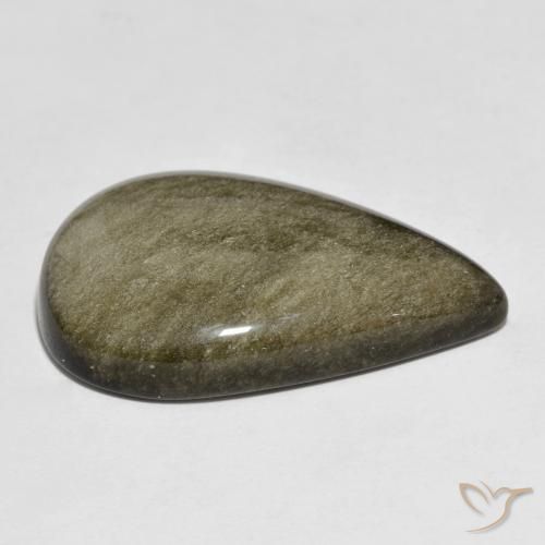 Obsidiana Negro con brillo dorado natural de 29.01 ct, En forma de pera, Opaco