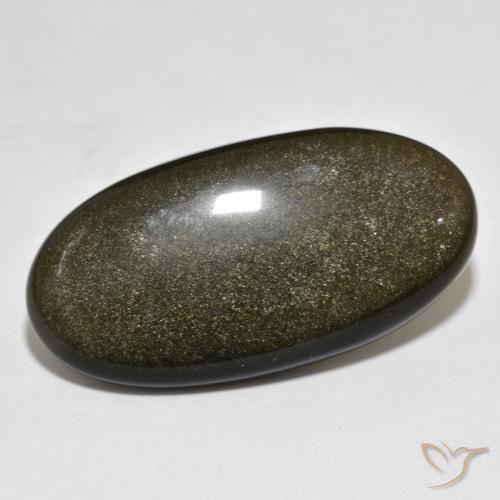 Obsidiana Negro con brillo dorado natural de 19.87 ct, Ovalada, Opaco