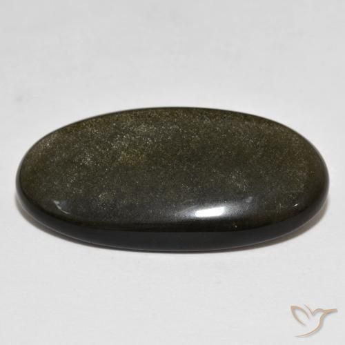 Obsidiana Negro con brillo dorado natural de 19.87 ct, Ovalada, Opaco