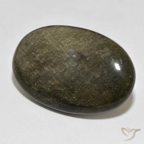 Obsidiana Negro con brillo dorado natural de 30.28 ct, Ovalada, Opaco
