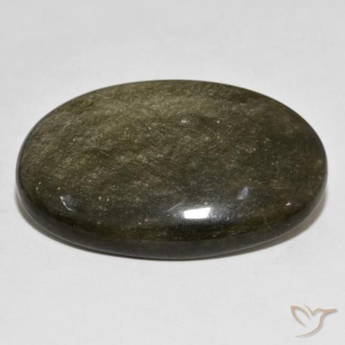 Obsidiana Negro con brillo dorado natural de 30.28 ct, Ovalada, Opaco
