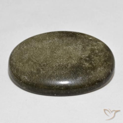 Obsidiana Negro con brillo dorado natural de 21.74 ct, Ovalada, Opaco