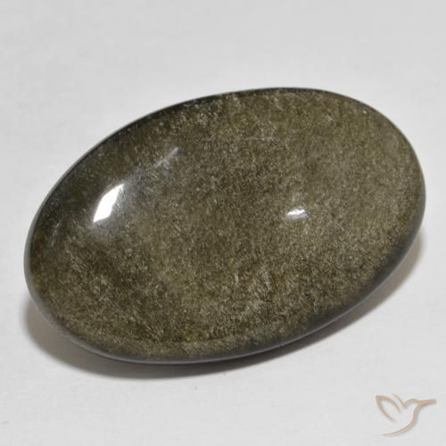 Obsidiana Negro con brillo dorado natural de 27.98 ct, Corte Óvalo, Opaco