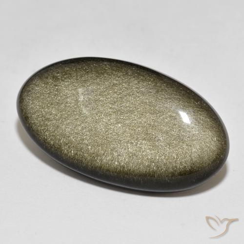 Obsidiana Negro con brillo dorado natural de 33.15 ct, Ovalada, Opaco