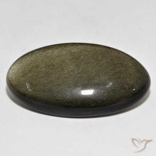 Obsidiana Negro con brillo dorado natural de 33.15 ct, Ovalada, Opaco